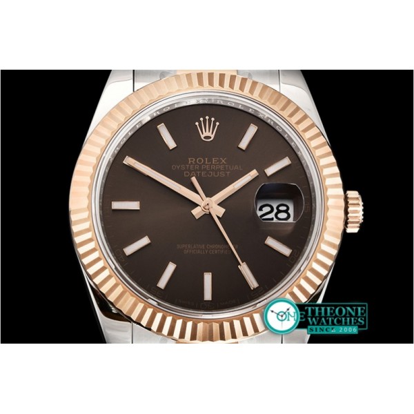 Rolex - DJ2 41mm Oyst Flt 904L RG/SS Brwn/Stk ARF Asia 2824
