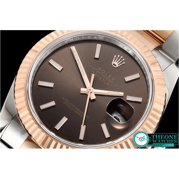 Rolex - DJ2 41mm Oyst Flt 904L RG/SS Brwn/Stk ARF Asia 2824