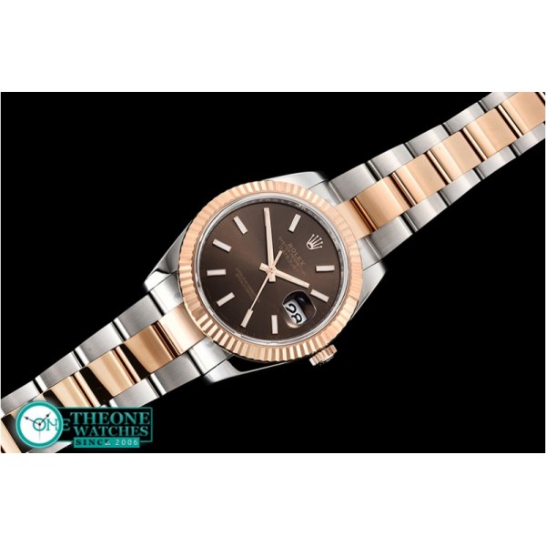 Rolex - DJ2 41mm Oyst Flt 904L RG/SS Brwn/Stk ARF Asia 2824