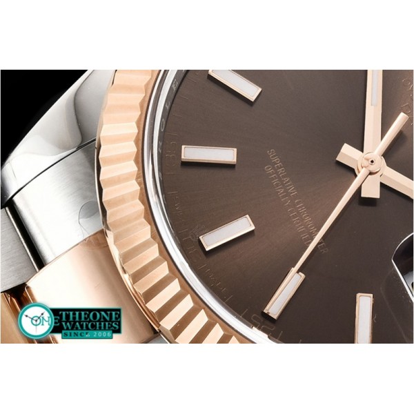 Rolex - DJ2 41mm Oyst Flt 904L RG/SS Brwn/Stk ARF Asia 2824