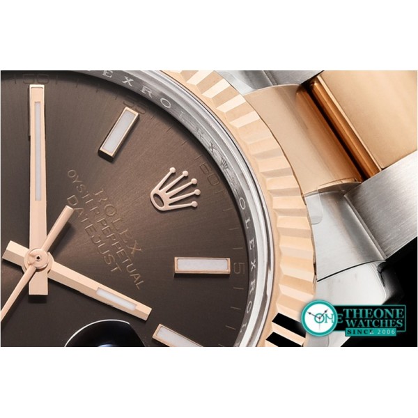 Rolex - DJ2 41mm Oyst Flt 904L RG/SS Brwn/Stk ARF Asia 2824