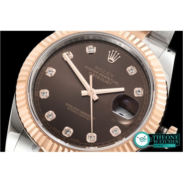 Rolex - DJ2 41mm Oyst Flt 904L RG/SS Brwn/Diam ARF Asia 2824