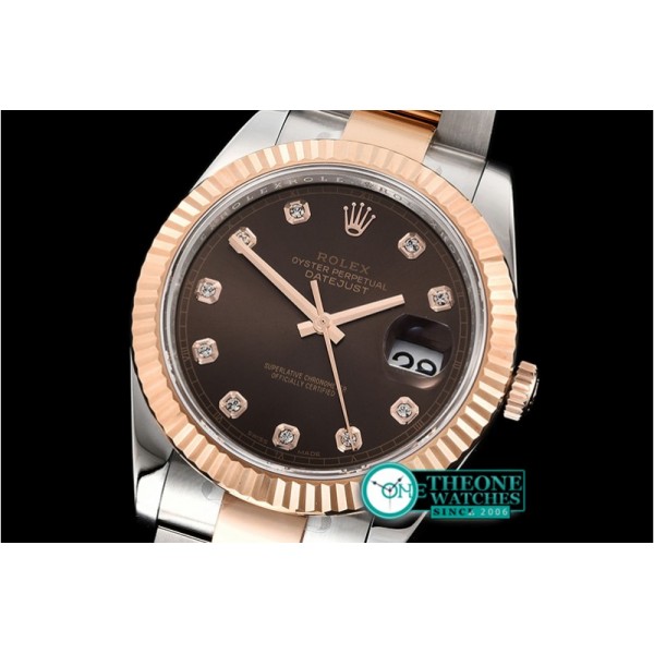Rolex - DJ2 41mm Oyst Flt 904L RG/SS Brwn/Diam ARF Asia 2824