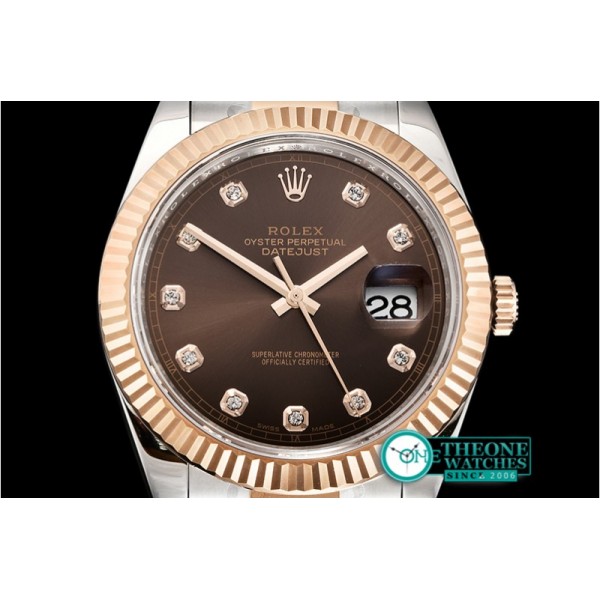 Rolex - DJ2 41mm Oyst Flt 904L RG/SS Brwn/Diam ARF Asia 2824