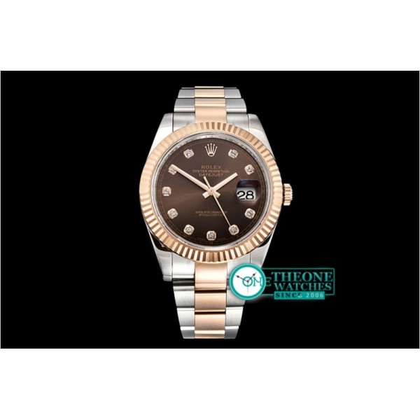 Rolex - DJ2 41mm Oyst Flt 904L RG/SS Brwn/Diam ARF Asia 2824