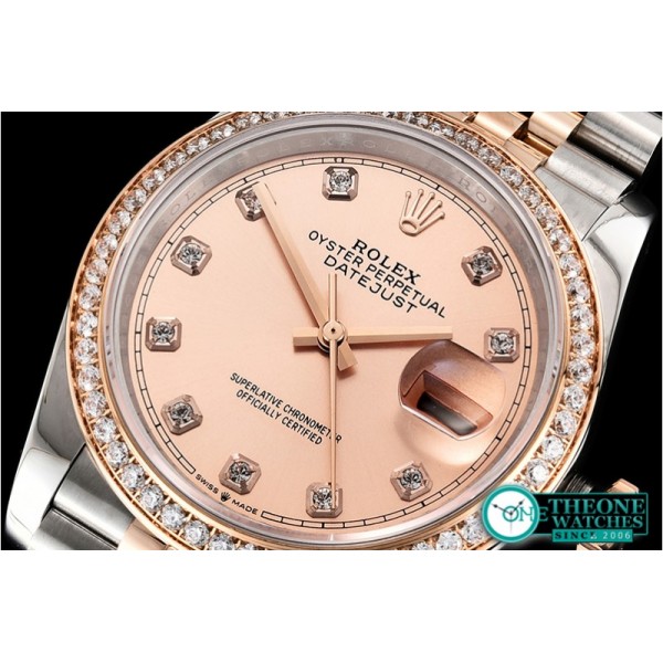 Rolex - DateJust 36mm Jub Diam RG/SS Rose/Dm BP A2813