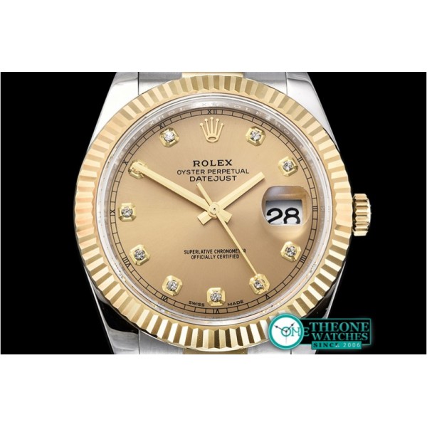 Rolex - DJ2 41mm Oyst Flt 904L YG/SS Gold/Diam ARF Asia 2824