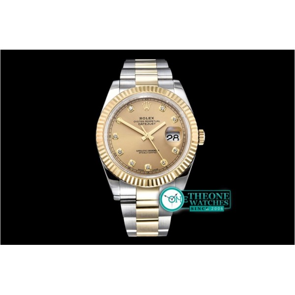 Rolex - DJ2 41mm Oyst Flt 904L YG/SS Gold/Diam ARF Asia 2824