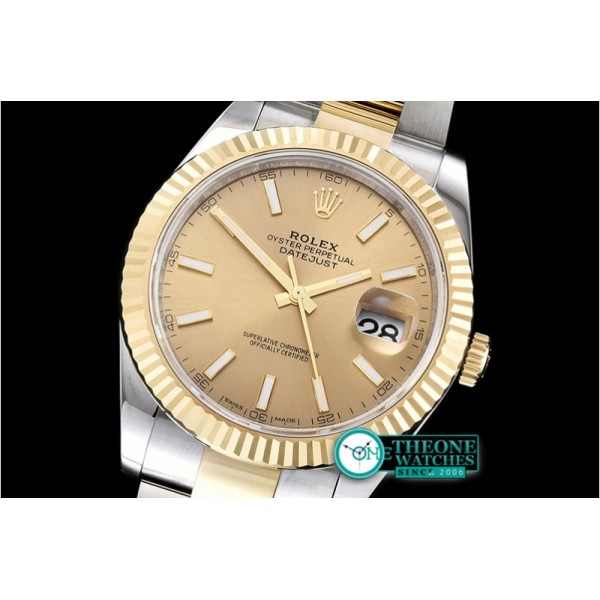 Rolex - DJ2 41mm Oyst Flt 904L YG/SS Gold/Stk ARF Asia 2824