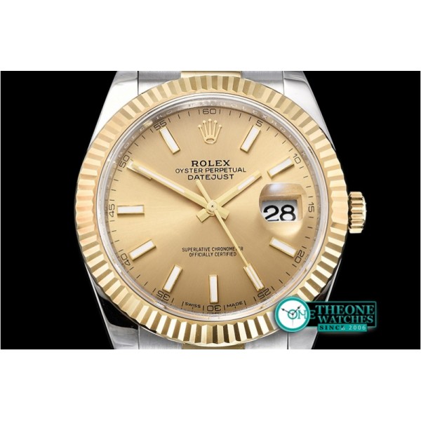 Rolex - DJ2 41mm Oyst Flt 904L YG/SS Gold/Stk ARF Asia 2824
