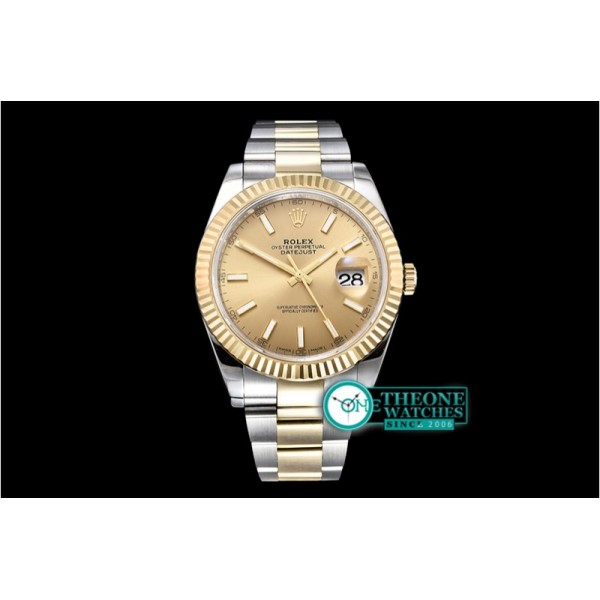 Rolex - DJ2 41mm Oyst Flt 904L YG/SS Gold/Stk ARF Asia 2824