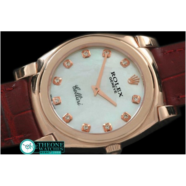 Rolex - Cellini RG/LE MOP White Diam Swiss Quartz