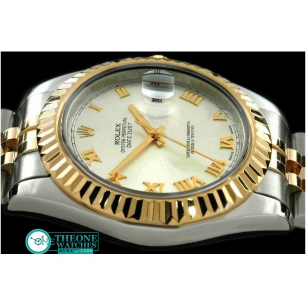 Rolex - SS/YG Jubile Fluted White Roman Asian Eta 2836-2 25J