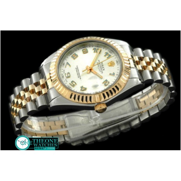 Rolex - SS/YG Jubile Fluted White Blue Num Asian Eta 2836-2