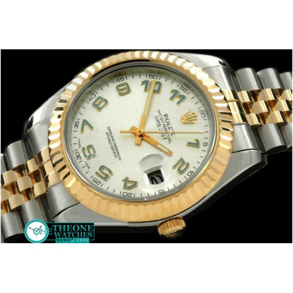 Rolex - SS/YG Jubile Fluted White Blue Num Asian Eta 2836-2