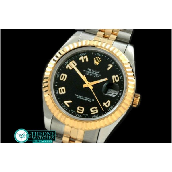 Rolex - SS/YG Jubile Fluted Black Gold Num Asian Eta 2836-2
