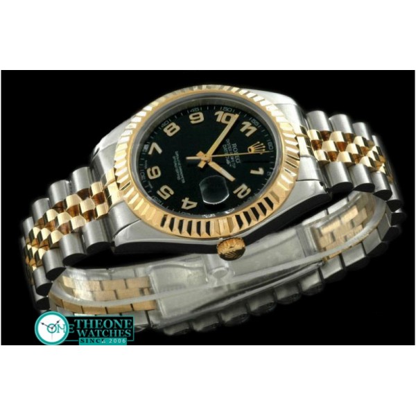 Rolex - SS/YG Jubile Fluted Black Gold Num Asian Eta 2836-2
