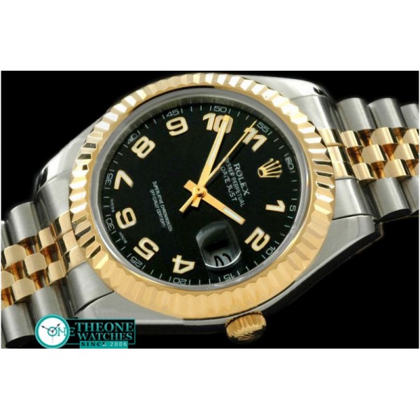 Rolex - SS/YG Jubile Fluted Black Gold Num Asian Eta 2836-2