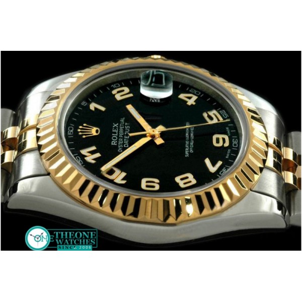 Rolex - SS/YG Jubile Fluted Black Gold Num Asian Eta 2836-2