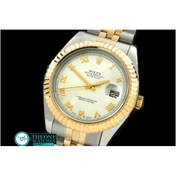 Rolex - SS/YG Jubile Fluted White Roman Asian Eta 2836-2 25J