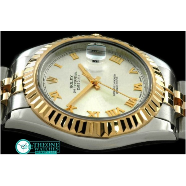 Rolex - SS/YG Jubile Fluted White Roman Asian Eta 2836-2 25J