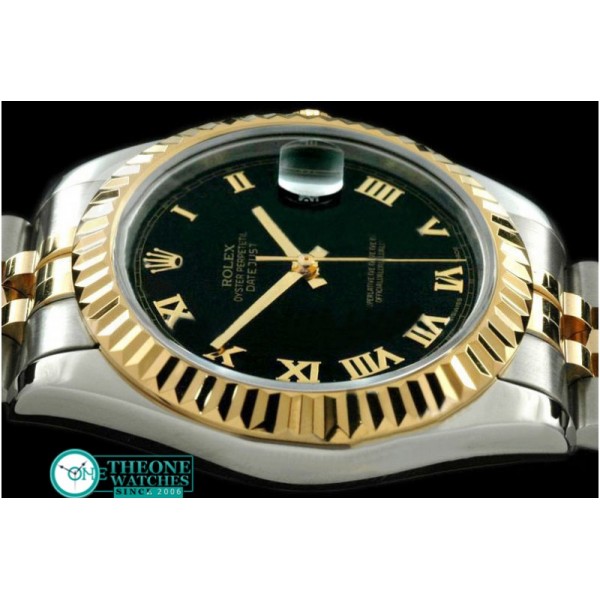 Rolex - SS/YG Jubile Fluted Black Roman Asian Eta 2836-2 25J