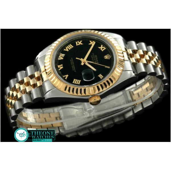 Rolex - SS/YG Jubile Fluted Black Roman Asian Eta 2836-2 25J