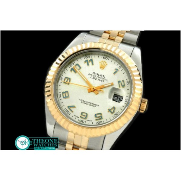 Rolex - SS/YG Jubile Fluted White Blue Num Asian Eta 2836-2