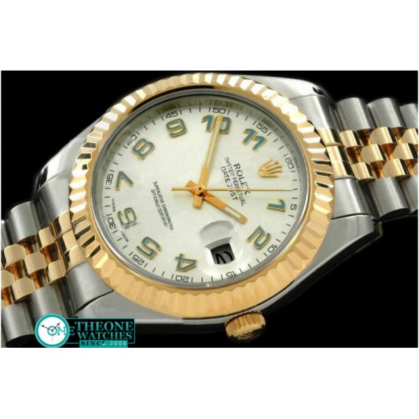 Rolex - SS/YG Jubile Fluted White Blue Num Asian Eta 2836-2