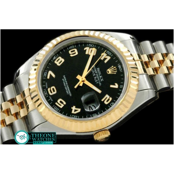 Rolex - SS/YG Jubile Fluted Black Gold Num Asian Eta 2836-2