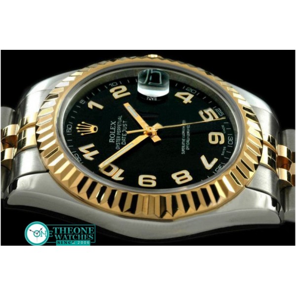 Rolex - SS/YG Jubile Fluted Black Gold Num Asian Eta 2836-2
