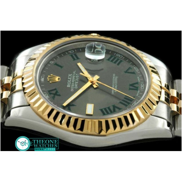 Rolex - SS/YG Jubile Fluted Grey Roman Asian Eta 2836-2