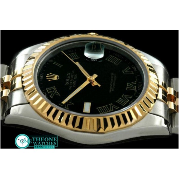 Rolex - SS/YG Jubile Fluted Black Roman Asian Eta 2836-2