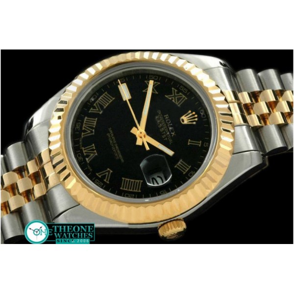 Rolex - SS/YG Jubile Fluted Black Roman Asian Eta 2836-2