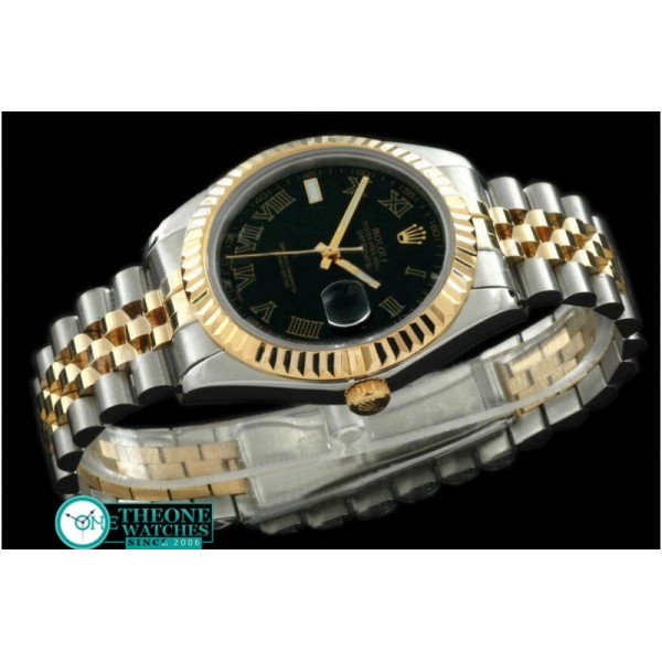 Rolex - SS/YG Jubile Fluted Black Roman Asian Eta 2836-2