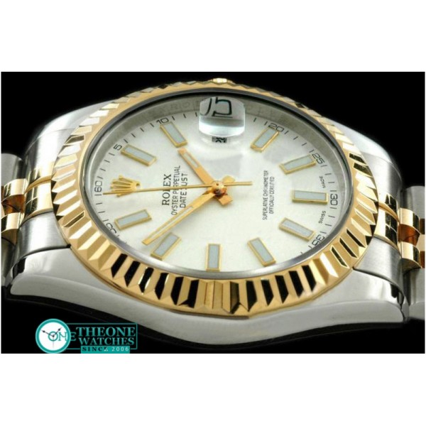 Rolex - SS/YG Jubile Fluted White Sticks Asian Eta 2836-2