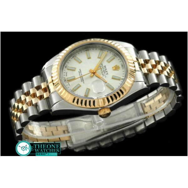 Rolex - SS/YG Jubile Fluted White Sticks Asian Eta 2836-2