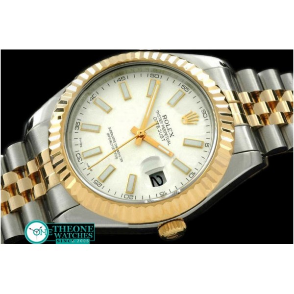 Rolex - SS/YG Jubile Fluted White Sticks Asian Eta 2836-2