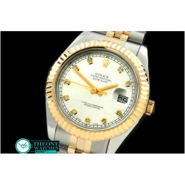 Rolex - SS/YG Jubile Fluted White Diam Asian Eta 2836-2