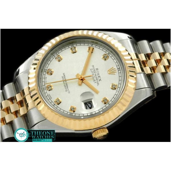 Rolex - SS/YG Jubile Fluted White Diam Asian Eta 2836-2