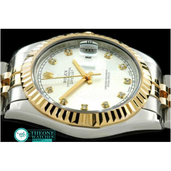Rolex - SS/YG Jubile Fluted White Diam Asian Eta 2836-2