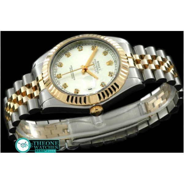 Rolex - SS/YG Jubile Fluted White Diam Asian Eta 2836-2