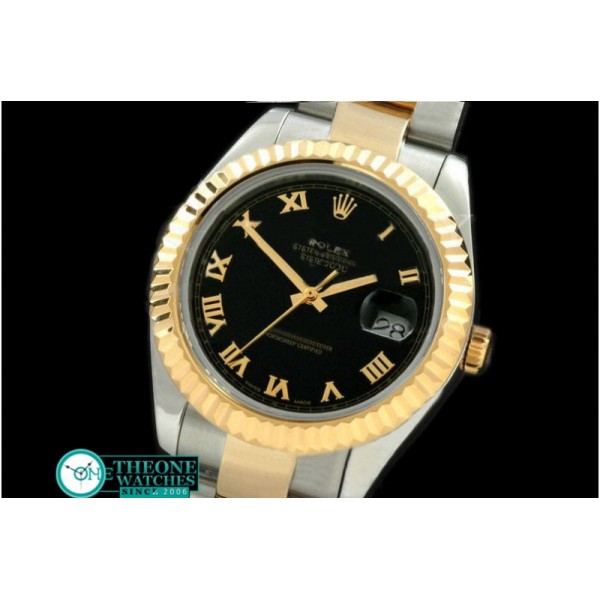 Rolex - SS/YG Oyster Fluted Black Roman Asian Eta 2836-2