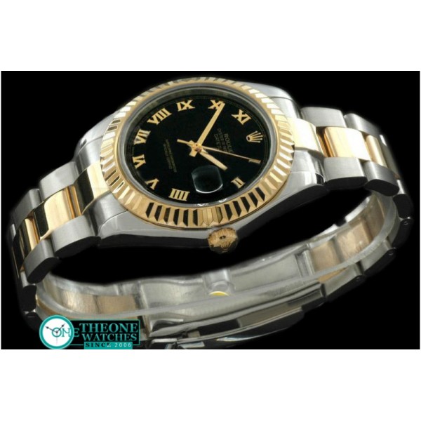 Rolex - SS/YG Oyster Fluted Black Roman Asian Eta 2836-2