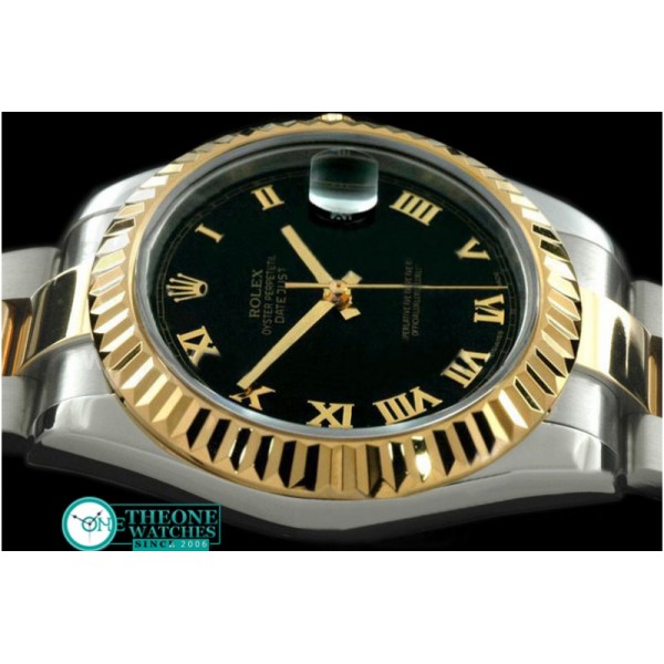 Rolex - SS/YG Oyster Fluted Black Roman Asian Eta 2836-2