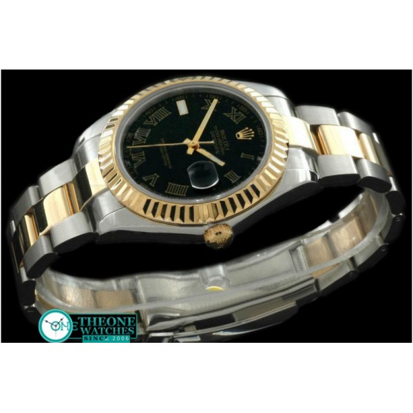 Rolex - SS/YG Oyster Fluted Black Roman Asian Eta 2836-2