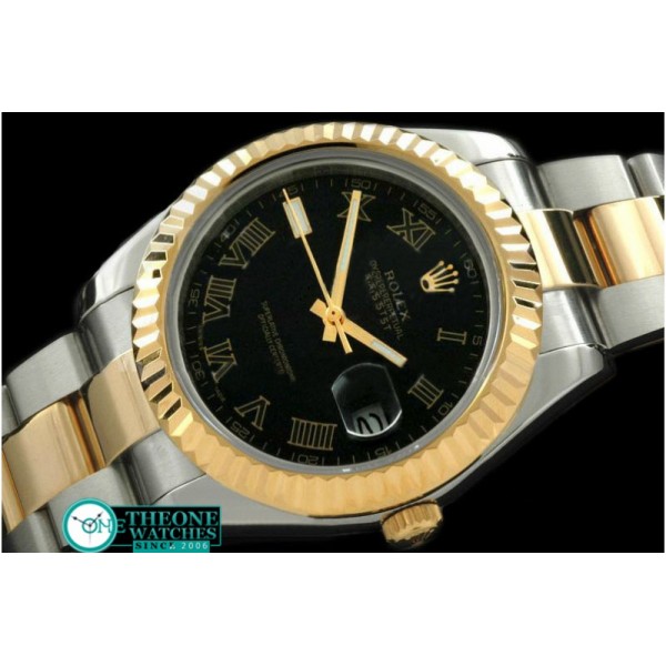 Rolex - SS/YG Oyster Fluted Black Roman Asian Eta 2836-2