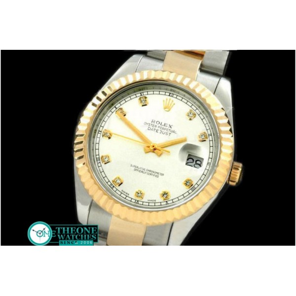 Rolex - SS/YG Oyster Fluted White Diamond Asian Eta 2836-2