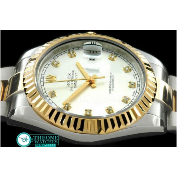 Rolex - SS/YG Oyster Fluted White Diamond Asian Eta 2836-2