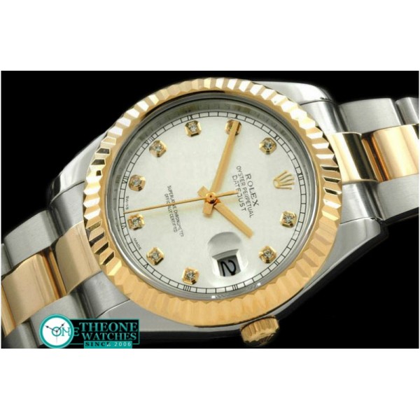 Rolex - SS/YG Oyster Fluted White Diamond Asian Eta 2836-2